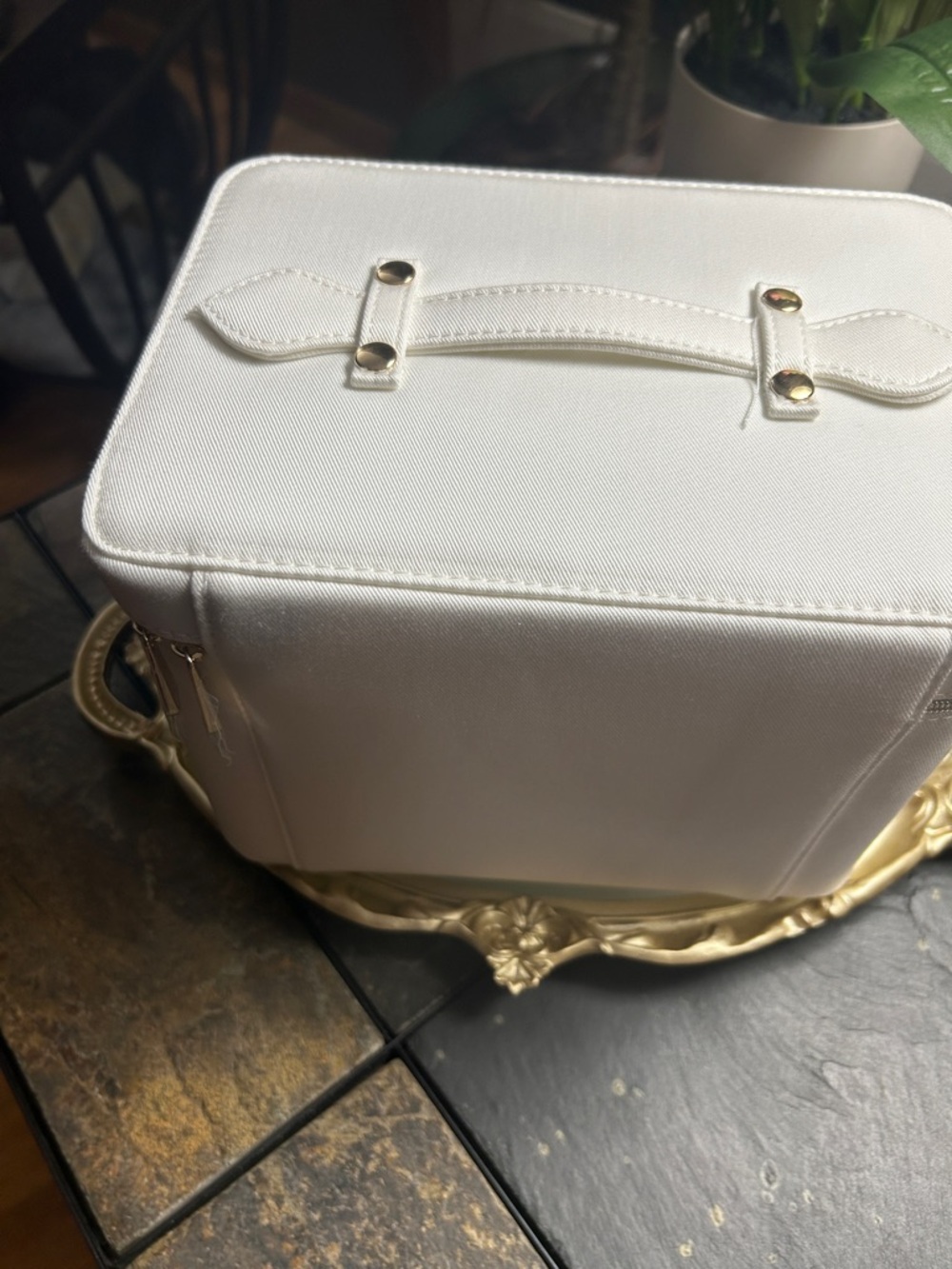 DIOR Cream Vanity Case with Gold Emblem - NEW - Picture 4 of 9